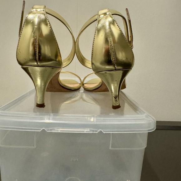 J. Crew Metallic Gold Heels with Ankle Strap - Picture 4 of 5